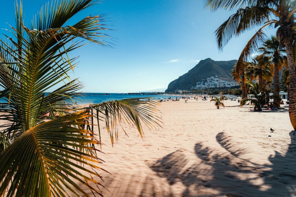 Panorámica de la playa de Las Teresitas en Santa Cruz de Tenerife, con Viajes Gangas